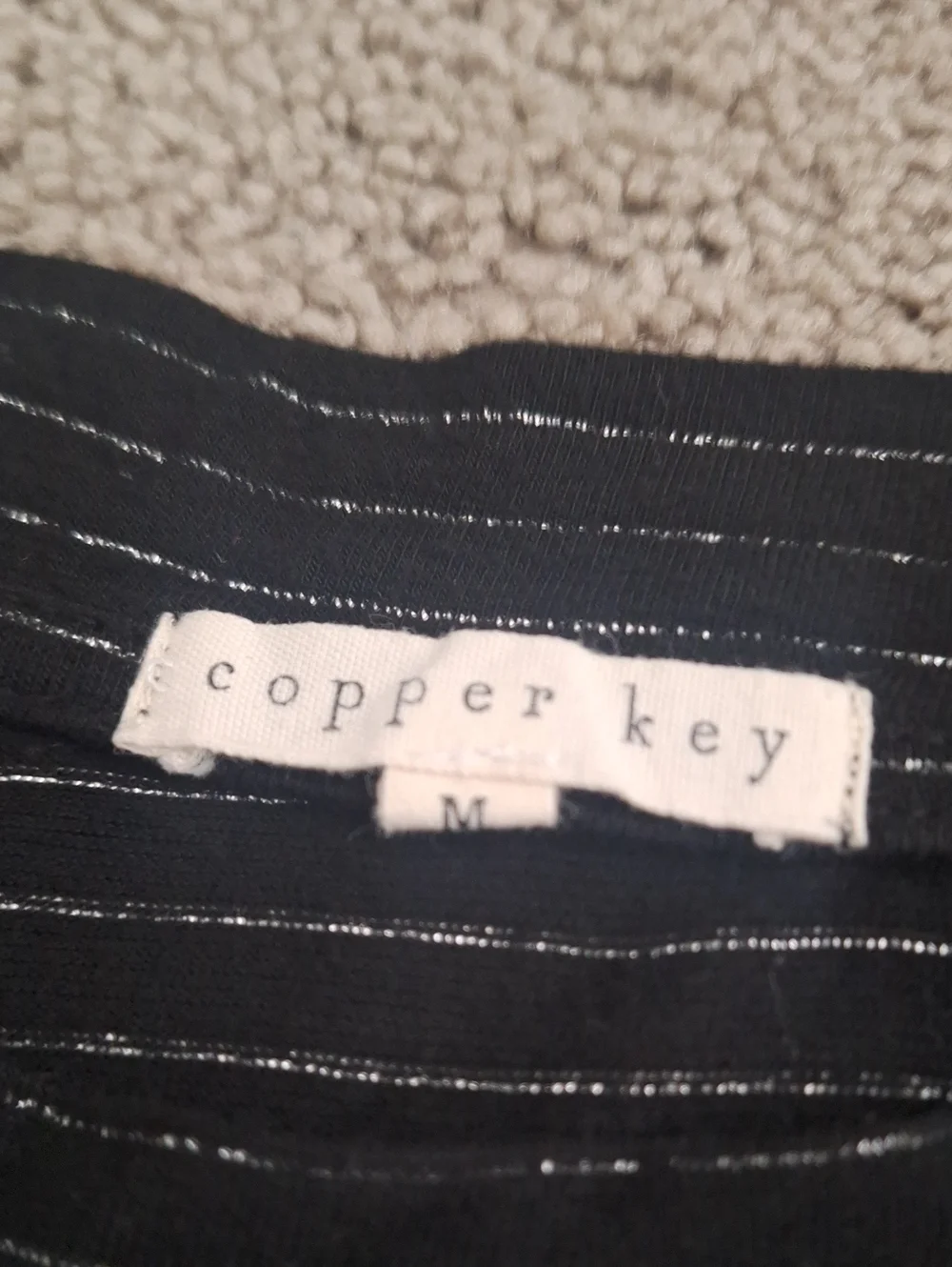 Copper Key Black Top with Silver Stripes